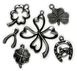Lost & Found - Clover/Luck Asst Charms. Antique Silver 6/Pkg