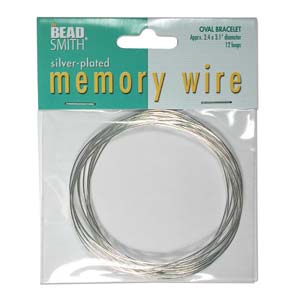 Silver Plate, Memory Wire bracelet, Oval,  2.2" x 2.7", 12 turns, Beadsmith
