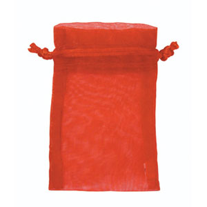 Organza Drawstring Bags, Red, 7cm x 12cm 12 pcs