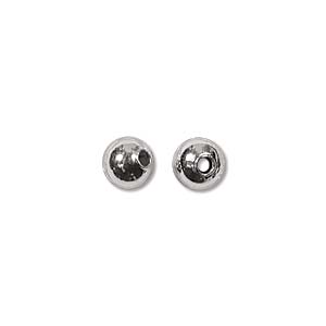 Metal Round Bead, 4mm, Silver Plate, 144 pcs