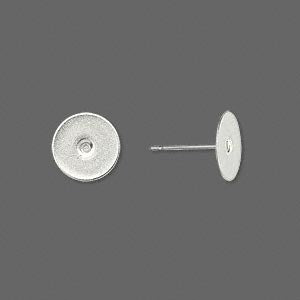 Silver Plated brass, 10mm flat pad + earnut. 100pcs. (50pairs)