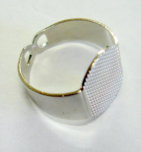 Ring Shank, Adjustable cuff, pad 15mm, nickel plate, 10pcs