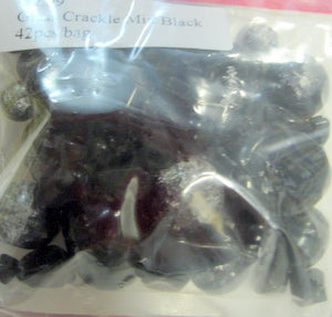 Glass Beads, Crackle, Clear and black, mix 42 pcs  Ribtex