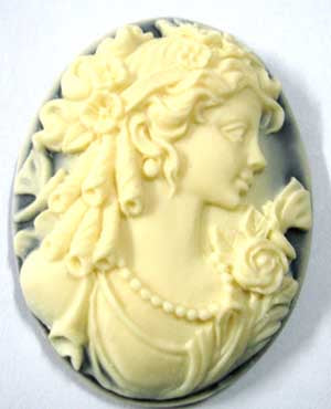 Resin, Dragonfly and Goddess Ivory 3d Cameo, Black Swirl, 40 x 30 mm, 1 pc