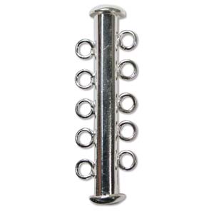 Clasp Multi Strand - 5 strand, 30mm, Silver Plate, 2pc