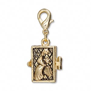Gold Plated Prayer box with angel, 1pc