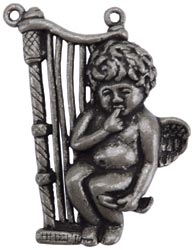 Angel, Harp/Angel-Oxidized Silver, 45 x 30mm, 1/Pkg