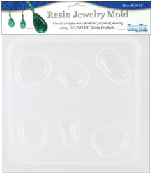 Deep Flex Resin Jewelry Reusable Plastic Mold 6-1/2"x7" 5 natural stone shapes