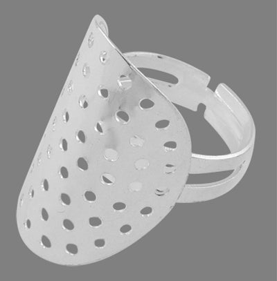 Adjustable Ring Shanks, Nickel Free, Silver Plate, Mesh for beading, 1pc