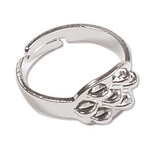 Ring Shank Adjustable, Silver Plate, with 7 loops, 5pcs