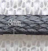 Waxed Cotton Cord, Black 3mm, 1 metre, flat cord
