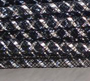 Tubing Plastic Net hollow, black and silver, 4mm, 1 metre