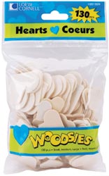 Wooden Blanks Hearts, 130 pcs, great to embellish