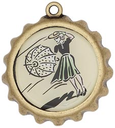 Blue Moon Bella Artiste Metal Pendant, Bottle top Lady, silver, 1/Pkg, 50x55mm