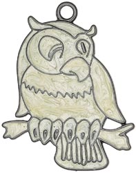 Blue Moon Bella Artiste Metal & Enamel Pendant, Owl,  1/Pkg 50x35mm