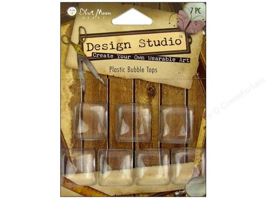 Blue Moon Design Studio Plastic Bubble Tops, Square Clear, 15mm  7/Pkg