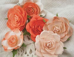 Paper Flowers - Prima Trellis Roses 6/Pkg, Orange Cream