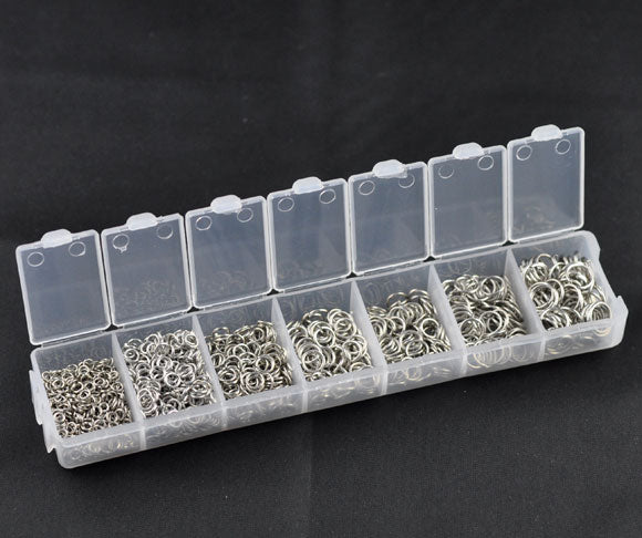 Jump Rings Kits, Antique Silver, Mixed Open 3mm-8mm, (1500 PCs Assorted)