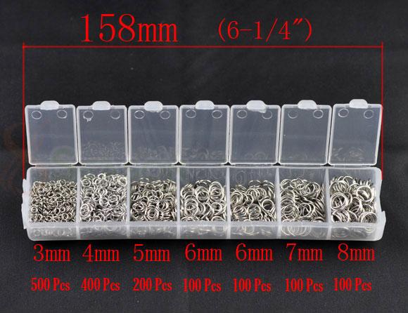 Jump Rings Kits, Antique Silver, Mixed Open 3mm-8mm, (1500 PCs Assorted)