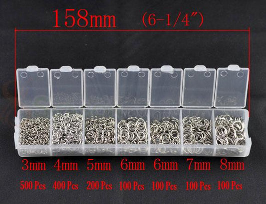 Jump Rings Kits, Antique Silver, Mixed Open 3mm-8mm, (1500 PCs Assorted)