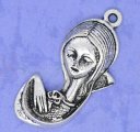 Antique Silver, Pendant, Madonna, 39x18mm, 2pcs