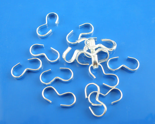 Crimp Connectors "w",  Silver Plated, 13 x 6mm. 200pcs