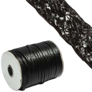 Faux Snake Leather, Flat 5mm, Black, 1 metre