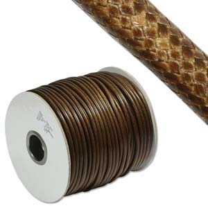Faux Snake Leather, Round 3mm, Brown, 1 metre