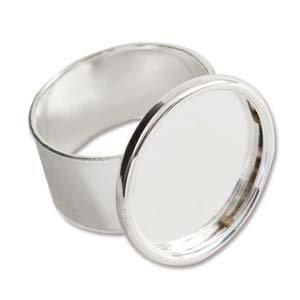 Ring Adjustable, blank casing, 18mm, Bright Silver, 1 pc - nunn design