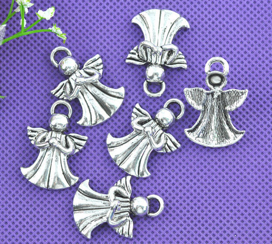 Antique Silver Angel Charm, 32x22mm. 10pcs