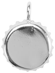 Silver Plate Bottle Cap Ring, 20mm, 1pc