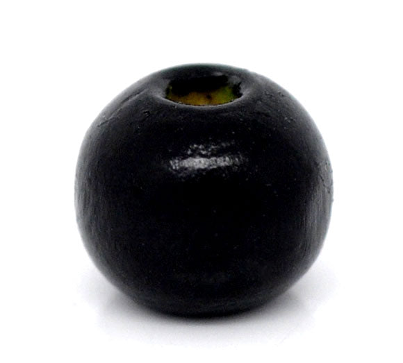Wooden Beads Round, 08mm, Dyed Black,  hole 1.5mm, approx 500pcs