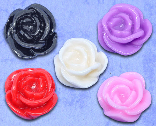 Resin Flowers Mixed Cabochons, Resin, 15x7mm, 100pcs