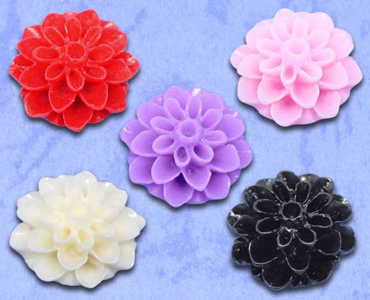 Resin Flowers Mixed Cabochons, Resin, 16x8mm, 100pcs