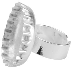 Silver Plate Bottle Cap Ring, 20mm, 1pc