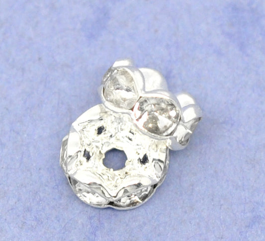 Silver Plated Rondelles Spacer Beads, 6mm 100pcs
