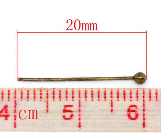 Ball Head Pins, Antique Bronze, 20mm x .5mm, approx 1,000pcs
