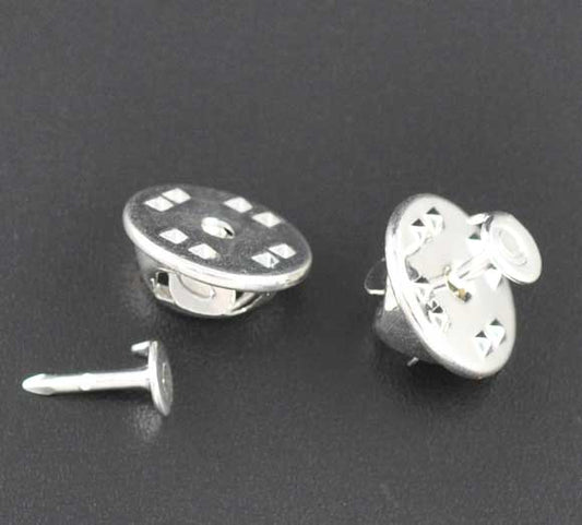Silver Plated, Tie Tac Pad & Tie Squeeze Clutch, 11.5x6mm 4x1.2mm, 100 sets