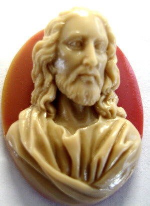 Resin, Tan, Jesus in Thorns 3D Cameo, 40 x 30mm, 1pc