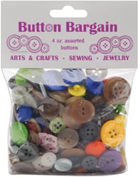 Button Bargain, Mixed Sizes and Colours, 4 ounces