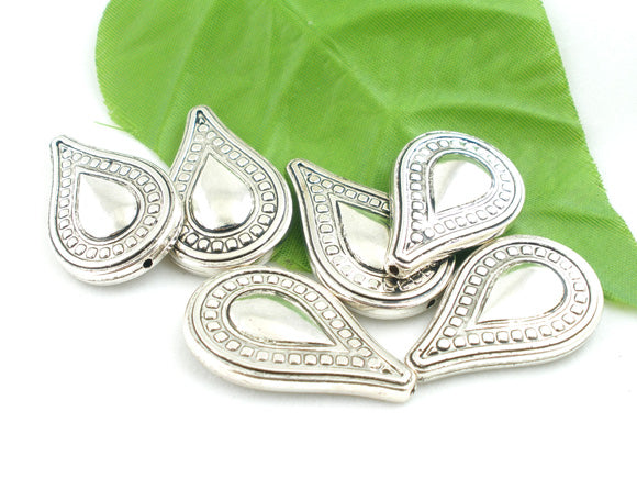 Antique Silver, Acrylic CCB, Teardrop pattern Pendants 35x22mm, 20pcs