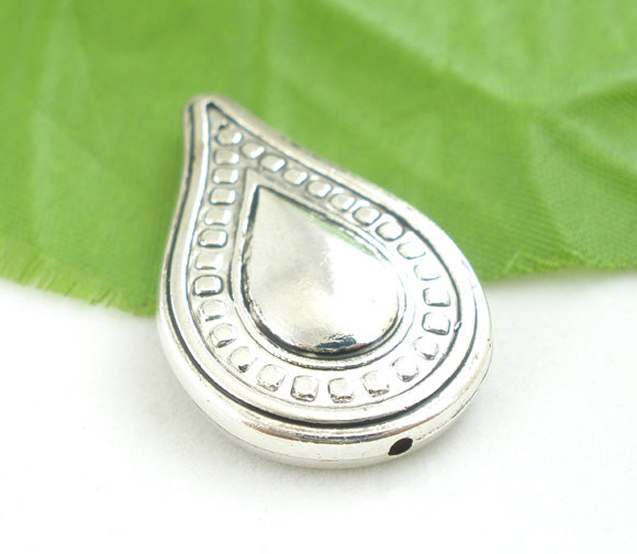 Antique Silver, Acrylic CCB, Teardrop pattern Pendants 35x22mm, 20pcs