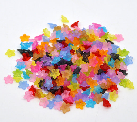 Acrylic Flower Frosted Beads, Mixed, 10x4mm, 800 pcs, WOW
