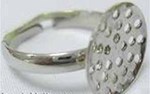 Ring Shank, Platinum Plated, 14mm, mesh sieve top, Adjustable, 5pcs