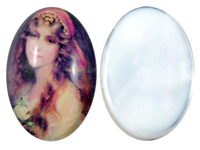 Cabochon Glass, Gypsy Design, 30 x 40mm, 1pc