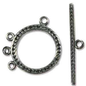 Antique Silver Toggle,  4 loops, 24mm ring 1set