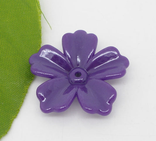 Acrylic Flower Beads, Purple, 30x29mm, 50 pcs