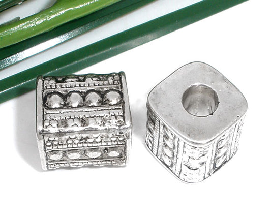 Antique Silver Acrylic CCB Square Spacer Beads 10x9mm, 70pcs - looks like metal