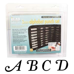 Letter Punch Set, 3mm, Stylish Italic, upper case 27pcs with case