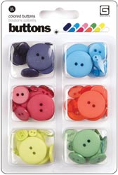 Lauderdale Buttons, 6 Colours, Clear & Opaque Mix,  66pcs